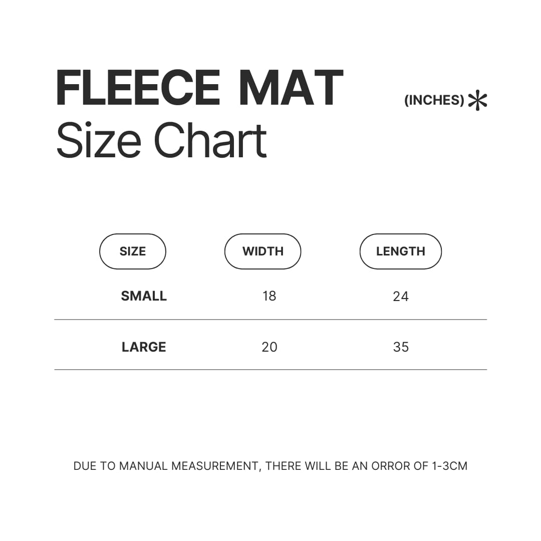 Fleece Mat Size Chart - Coldplay Merch