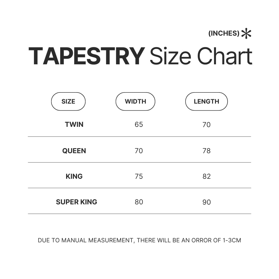 Tapestry Size Chart - Coldplay Merch